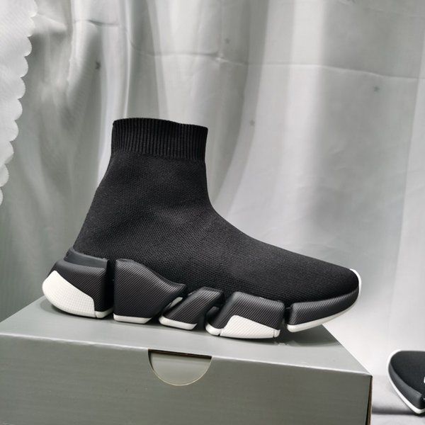

[with box]2021 designer sock sports shoes mens speed 1.0 trainers luxury women men runners trainer sneakers socks 2 boots platform size 36-4, Black