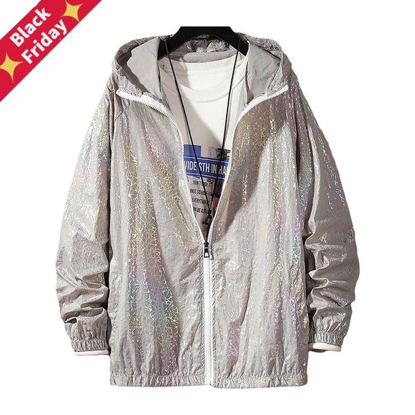 

women's jackets women basic summer 2021 colorful reflective causal thin windbreaker hooded coat zipper bomber veste femme, Black;brown