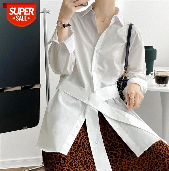 

zhi chenxi [ordering meeting] mid-length solid color lapel ladies shirt with waist 581 #ic2k, Black;gray