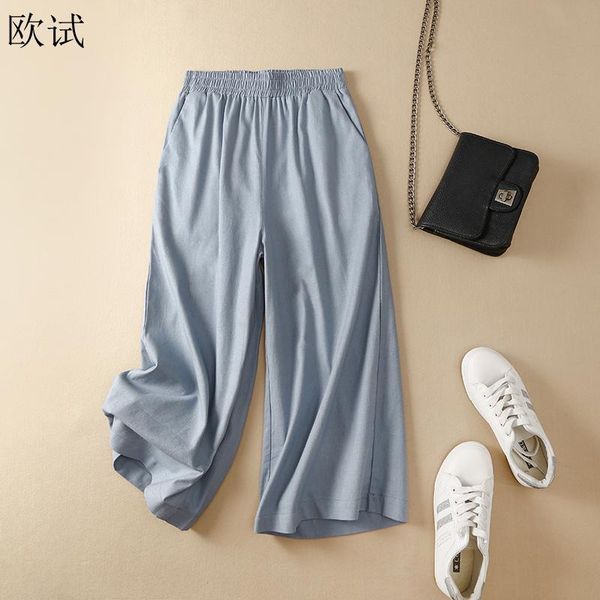 

women's pants & capris oversized cotton linen women wide leg loose casual spring autumn woman femme pant trousers ladies arrival 2021, Black;white