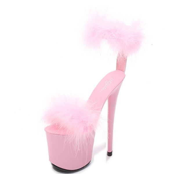 

sandals summer walking show artifact model mink hair high-heeled shoe thin-heeled 20cm platform super 04z6, Black