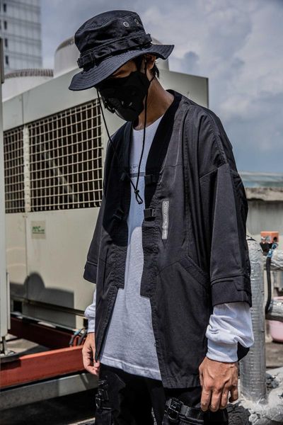 

men's jackets the croxx kimono-jacket front pockets techwear streetwear, Black;brown