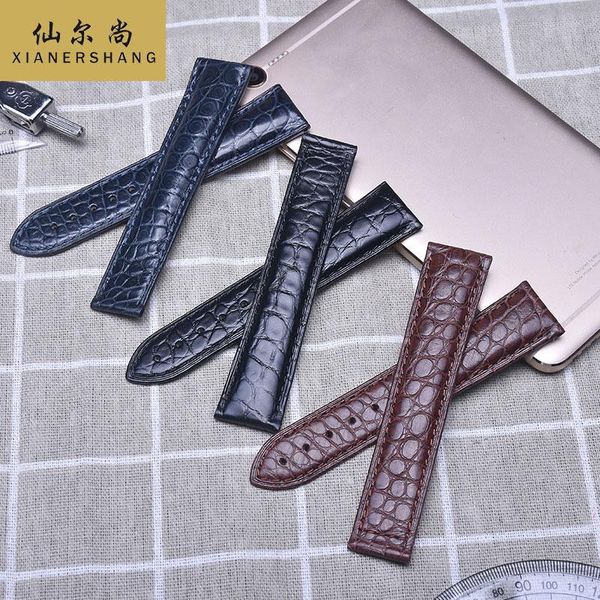 

watch bands custom de-ville strap handmade crocodile skin watchbands genuine leather belt 14mm 16mm 18mm 20mm 22mm alligator band, Black;brown
