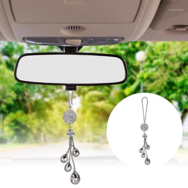 

car rearview mirror crystal pendant diamond-encrusted hanging ornament1