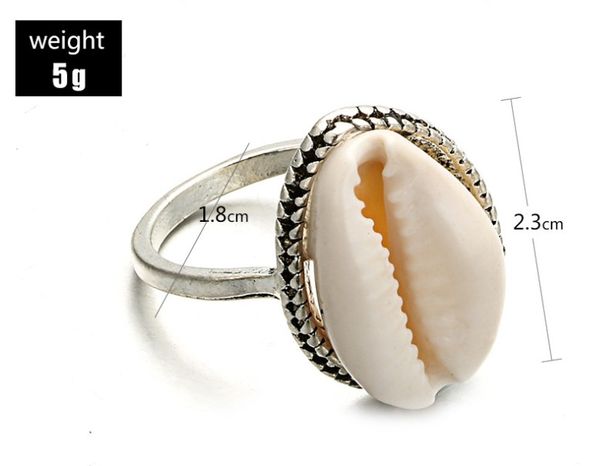 

european and american bohemian style simple shell alloy ring, Silver