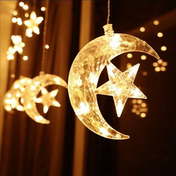 

strings indoor/outdoor led star fairy lights moon string lamp curtain christmas garden decoration for home party holiday lighting