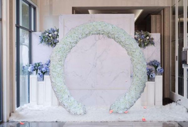 

design silk artificial round wedding flower arch decoration party
