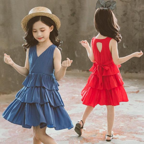 

elegant dresses for girls summer kids princess dress v-neck ball gown clothes backless toddler girl children costume girl's, Red;yellow