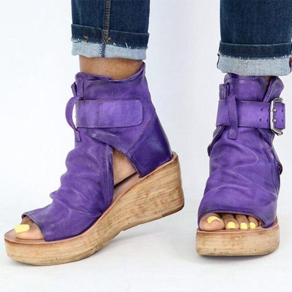 

sandals women 2021 wedge heels with retro platform chaussure femme summer shoes for high sandalias mujer, Black