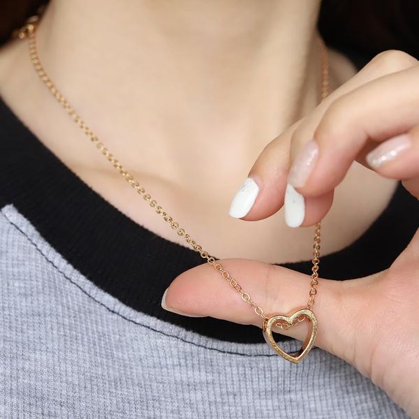 

pendant necklaces necklace for women fashin love chokers hollow heart-shaped long custom dainty statement couple gift, Silver