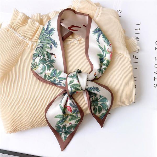

scarves 2021 women silk scarf print female luxury skinny hair neck lady's bag tie ribbons headband accessories summer, Blue;gray