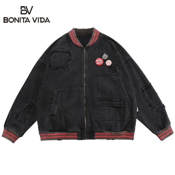 

men's jackets bonita vida baseball jacket coat men letter patch patchwork winter autumn harajuku vintage college bomber streetwear, Black;brown