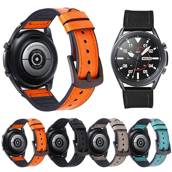 

watch bands strap for samsung galaxy 3 45mm silicone&leather band gear s3 bracelet 46mm smart wrist watchband, Black;brown