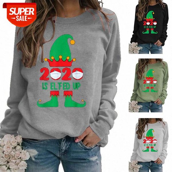 

christmas day english word printing round neck dress pullover blouse women's sweater #6t0x, White