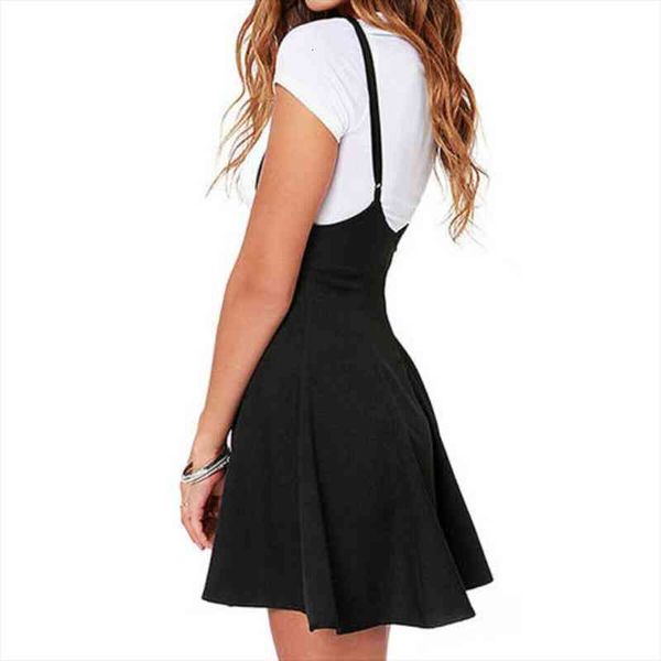 

summer sweet women black shoulder straps pleated short pleated suspender skirts high waist mini school skirt plus size