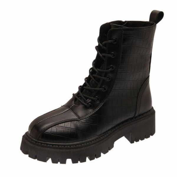 

boots lace-up ankle platform shoes autumn everyday short pump women's, Black