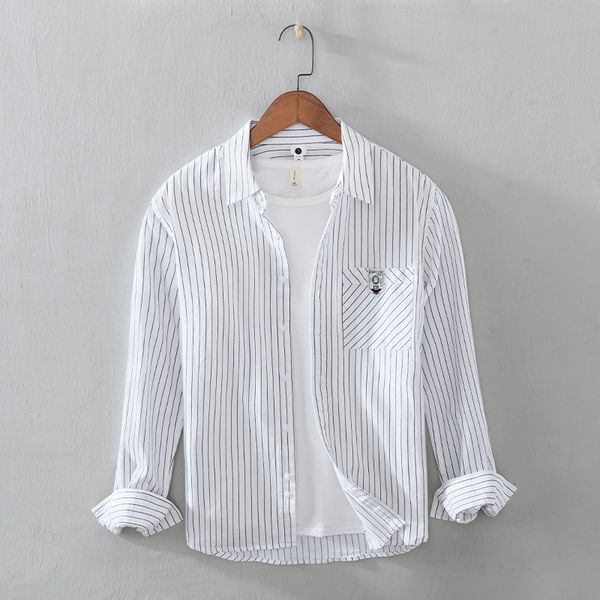 

men's t-shirts striped white pure cotton spring casual comfortable shirts for men fashion stripe shirt mens chemise camisa ry1x, White;black