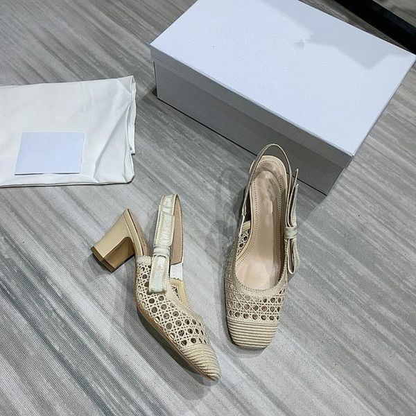 

dress shoes 2021 summer engraved lace knit women's sandals high heels mules, Black