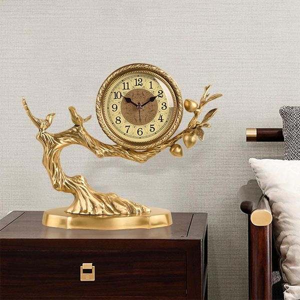 

desk & table clocks brass sweep seconds clock mute digital japan li sheng movement living room home chinese style deskdecorate