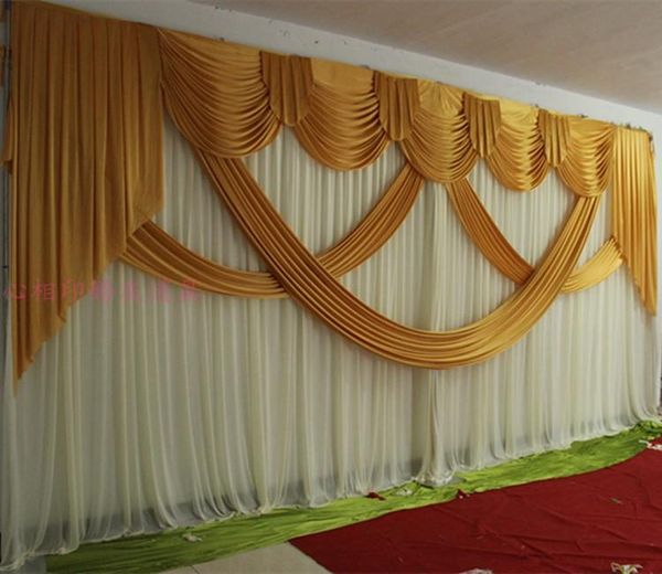 

party decoration meter length wedding backdrop ice silk fabric drapery gold swag stage background drape curtain swags
