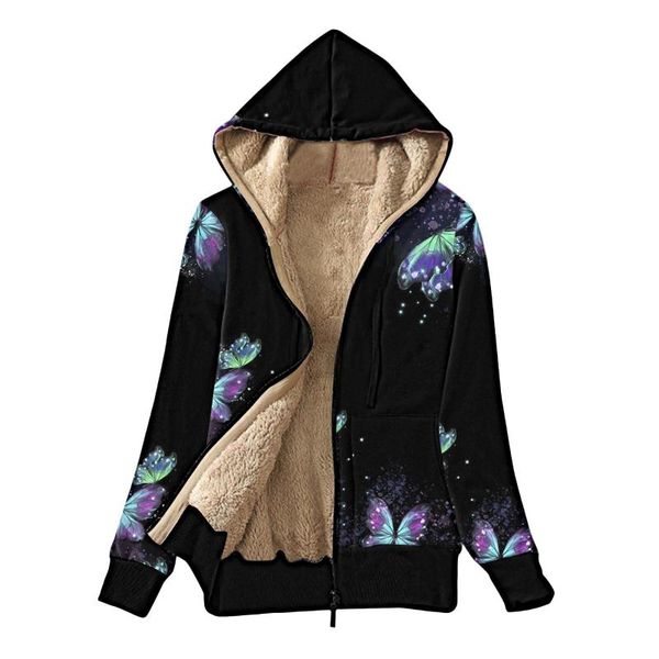 

women's jackets casual women hoodies fleece warm coat zip up outerwear plush zipper hooded jacket plus size thermal velvet hoodie, Black;brown