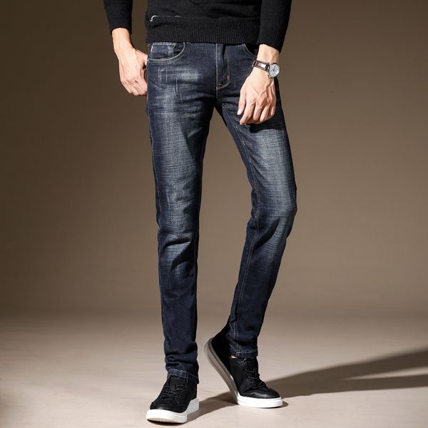 

men's jeans fashion men casual hip hop zipper elastic mid waist skinny for streetwear straight pants plus size 0ccd, Blue