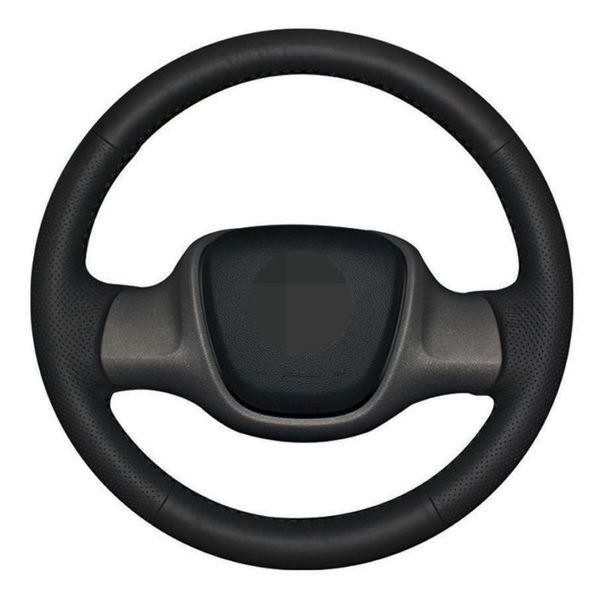 

steering wheel covers car cover hand-stitched black artificial leather for smart fortwo