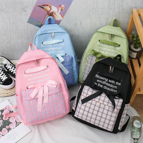 

4set backpack fashion women canvas shoulder bags printing girl school bag mochilas female children student