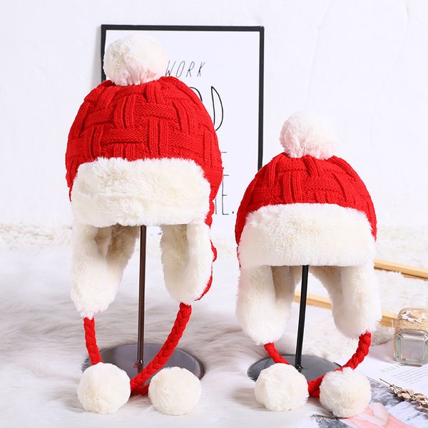 

autumn and winter hat parent-child imitation hair knitted plush thickened outdoor cycling skiing warm wool black friday deals, Blue;gray