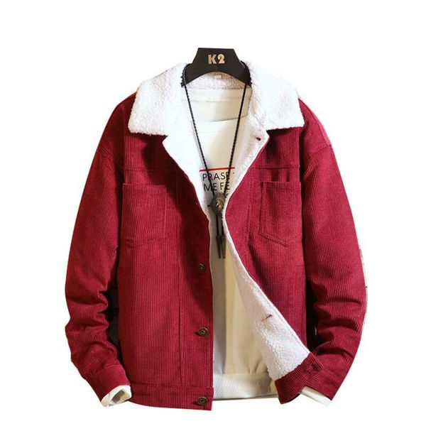 

men's jackets corduroy down for men winter coats loose casual warm parkas good quality male thicker lamb wool size 5xl, Black;brown
