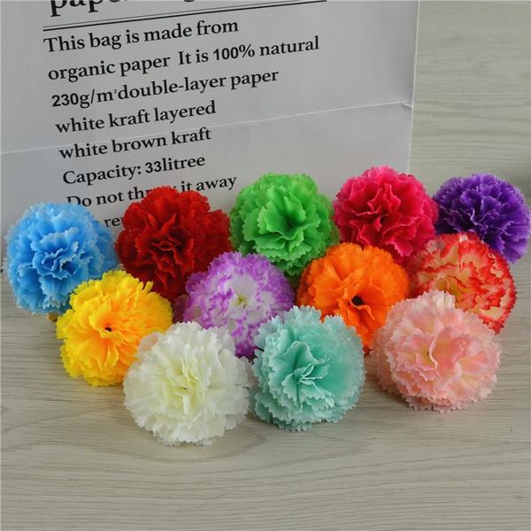 

50pcs 5cm carnation artificial silk flower head for wedding home party decoration scrapbooking chrismas fake flowers decorative & wreaths