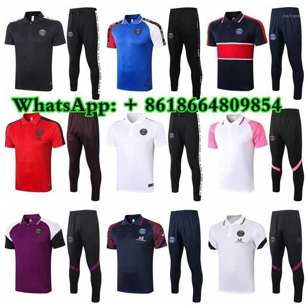 

men's t-shirts thai version of 2021 soccer training short sleeve suit turtleneck sweatshirt + trousers zipper slim, White;black