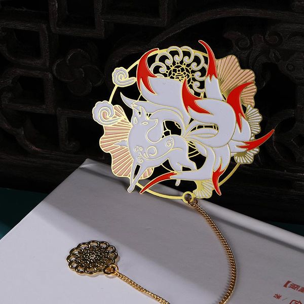 

chinese style retro metal bookmark peacock pendant hollow