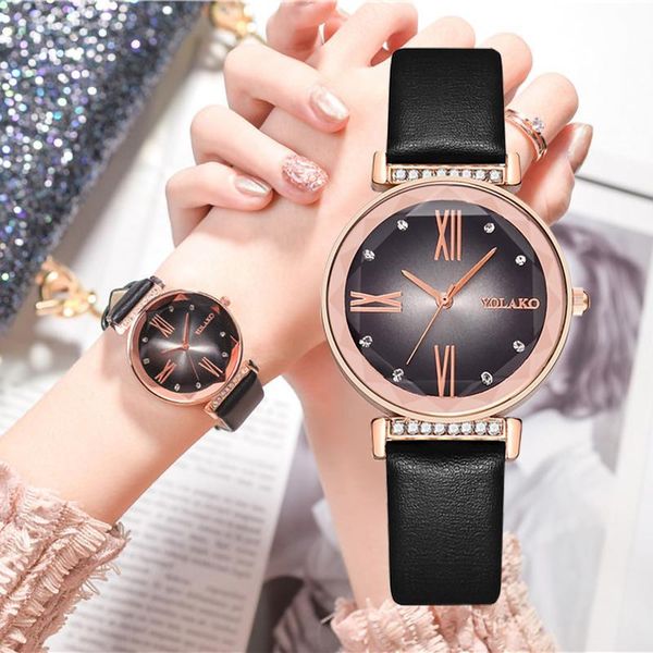 

wristwatches women watches luxury fashion brand geometric surface design ladies quart watch casual black female leather bracelet, Slivery;brown