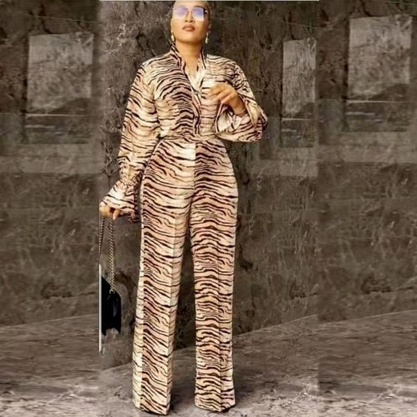 

two piece matching set africa clothes african dashiki fashion striped leopard suit trousers party for women outfits ethnic clothing, Red