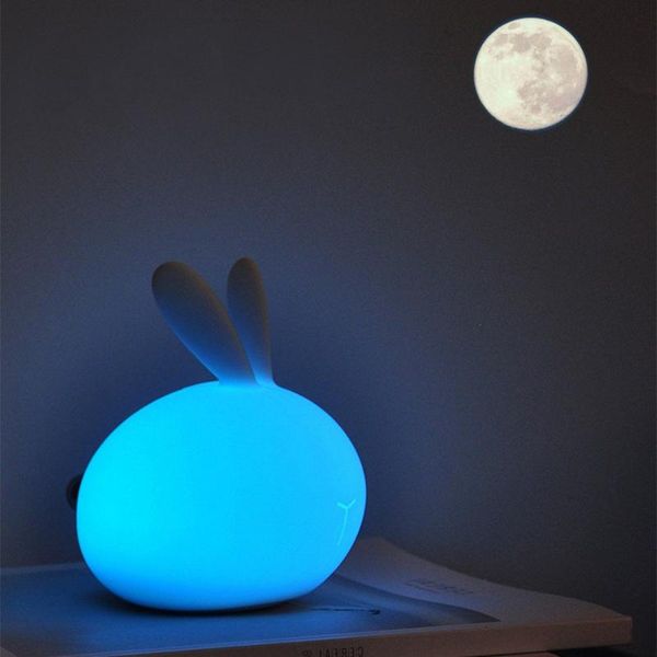 

night lights led light touch sensor silicone animal colorful 7 colors dimming lamp usb rechargeable child holiday gift