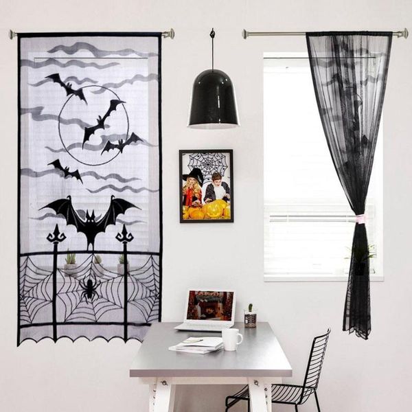 

curtain & drapes bat cobweb halloween lace door house decoration props gauze window