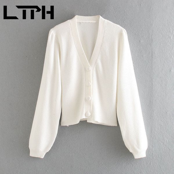 

simple solid color all-match soft warm knitted cardigan women sweaters long sleeve casual sweater autumn winter 210427, White