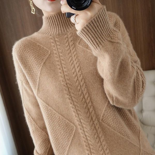 

women's sweaters tailor sheep wool sweater women pullover winter turtleneck thicken warm soft knitted female solid long sleeve jumper, White;black