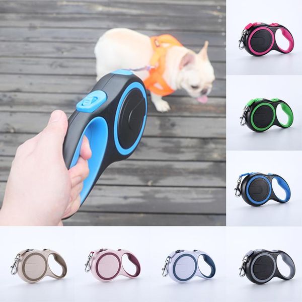 

dog collars & leashes 1pc pet supplies leash rope automatic extending retractable durable nylon walking leads 7 colors