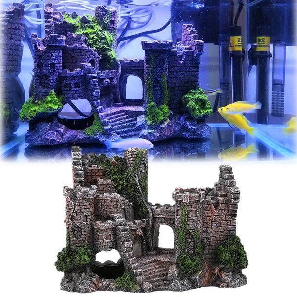 

decorations resin artificial aquarium castle decoration european style fish tank ancient ornaments shrimp hiding rock cave decor