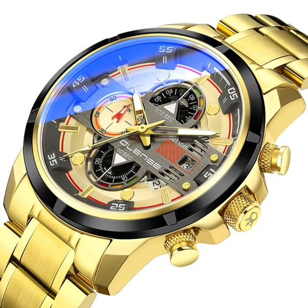 

wristwatches relogio masculino fashion gold mens watches clock sports chronograph waterproof full steel quartz watch men, Slivery;brown