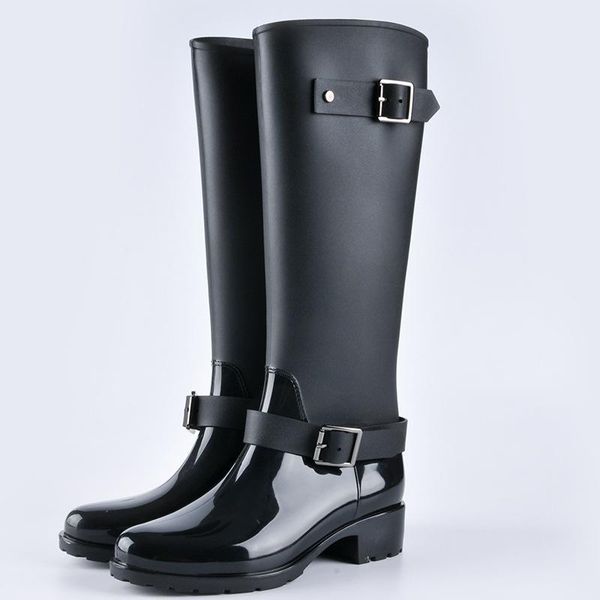 

boots rain high womens ladies footwear knee water proof 2colors long c365, Black
