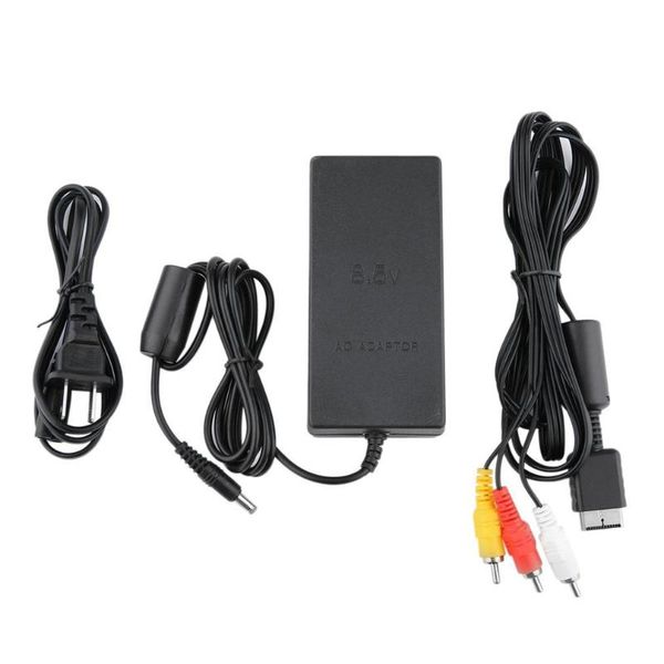 

video cables & connectors travel portable ac adapter charger power cord supply with audio av cable for sony ps2 game accessories