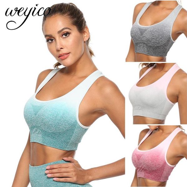 

gym clothing sports bra crop bralette women running tenue workout fitness gradient deportivo mujer 2021 underwear, White;black