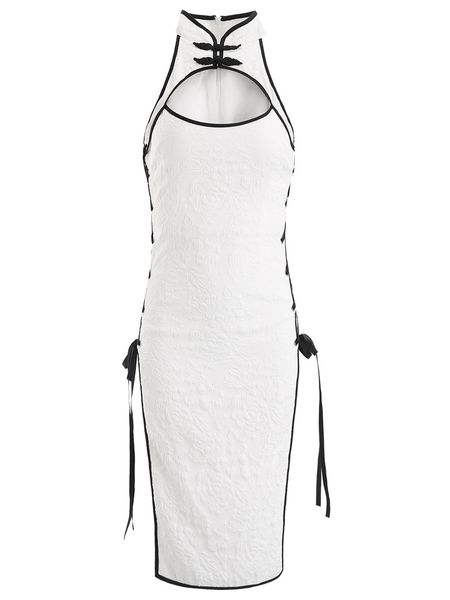 

womens cosplay costume cheongsam lingerie strappy corset nightie sleepwear underwear dress white black erotic cheongsam, Black;white