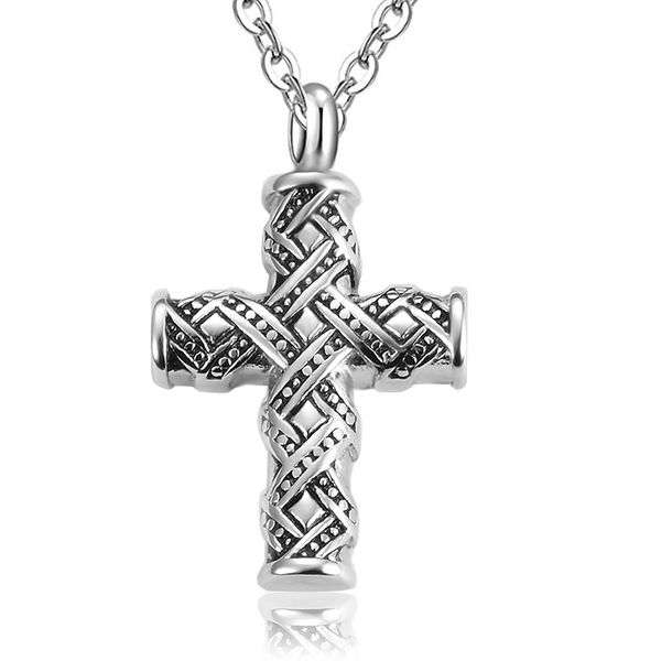 

silver cross cremation necklace, ashes pendant , can store ashes, hair, broken flowers to commemorate the deceased family-with filling kit