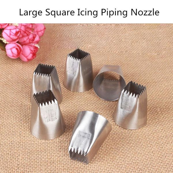 

cake tools large pastry nozzles stianless steel square icing piping tip cream sets kitchen decorating accessories