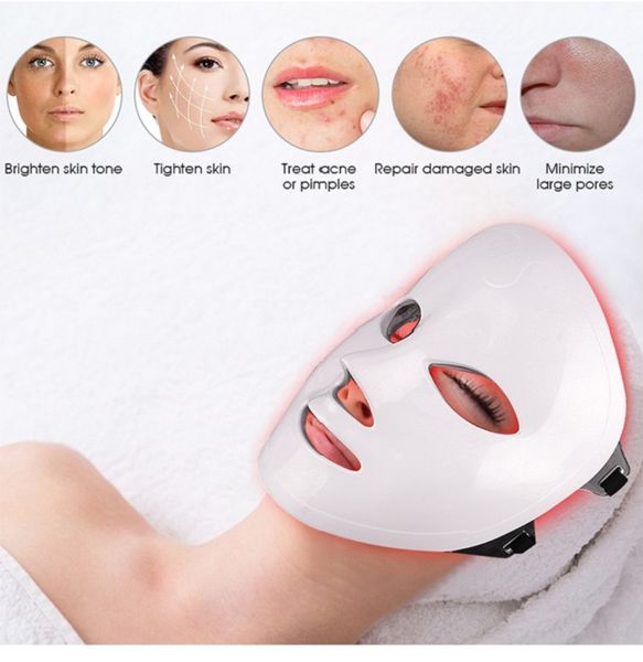 

rechargeable 7 color led mask masque pn therapy facial