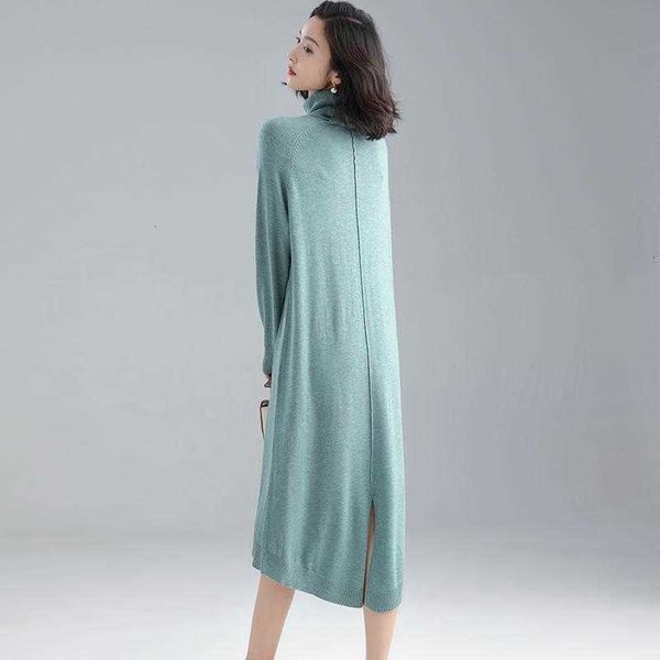 

women's sweaters women wool dress autumn elegant turtleneck long sweater pullover ladies knitting dresses sl d218, White;black